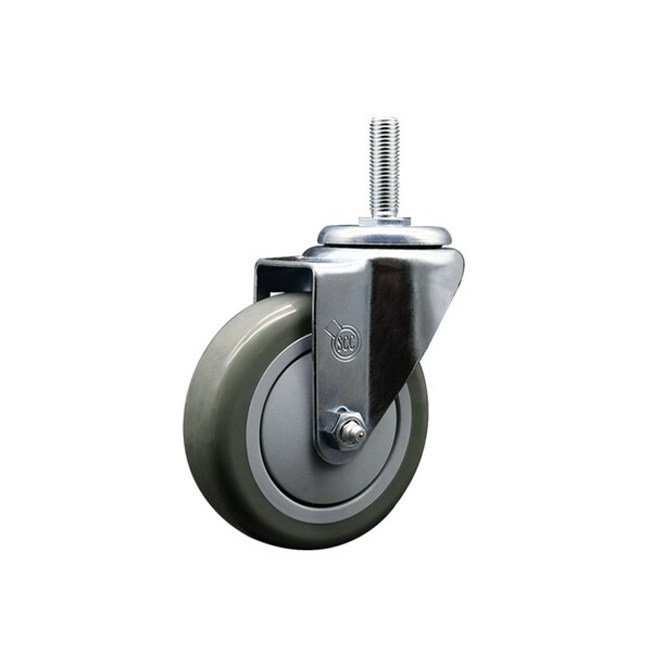4 Inch Gray Polyurethane Wheel Swivel 34 Inch Threaded Stem Caster Service Caster